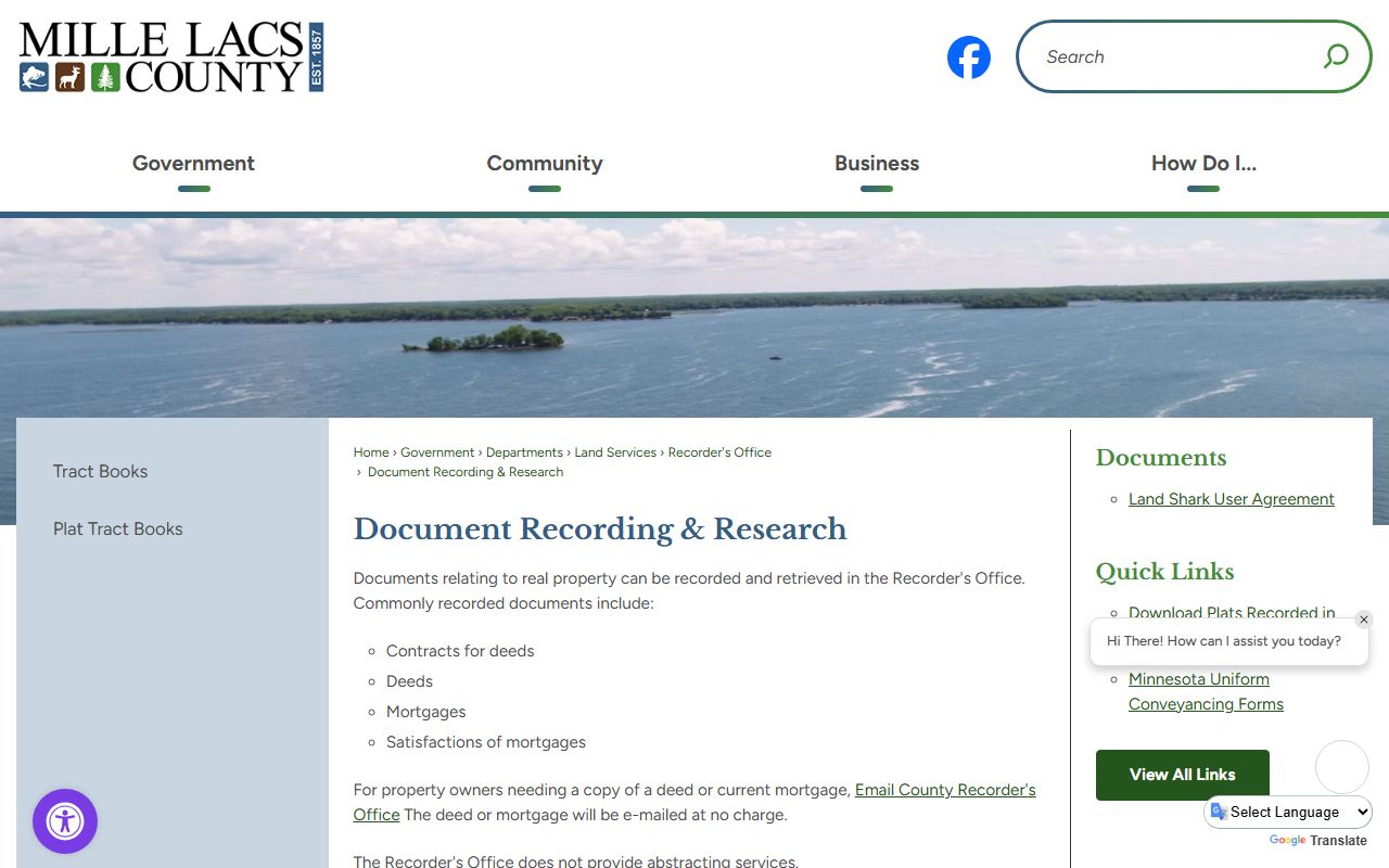 Mille Lacs County Court Administrator separate LandShark Recorder records portal