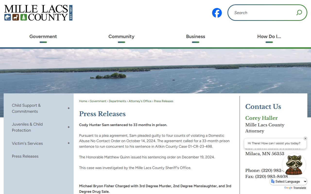 Mille Lacs County criminal court records press releases
