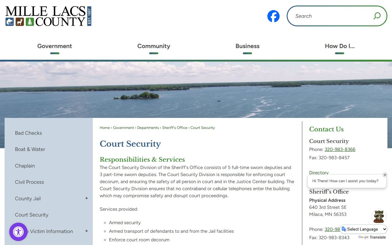 Mille Lacs County court records court security information