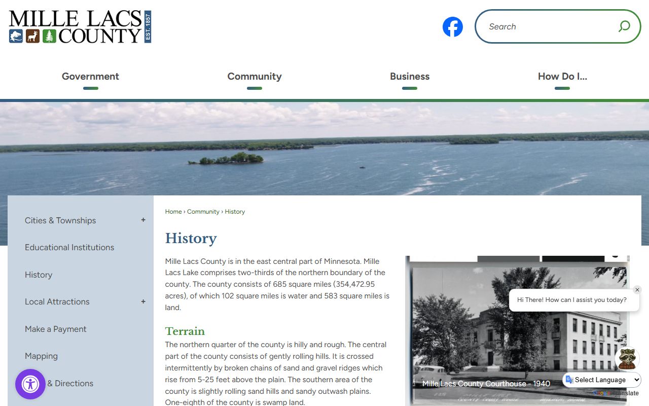 Mille Lacs County court records courthouse history page