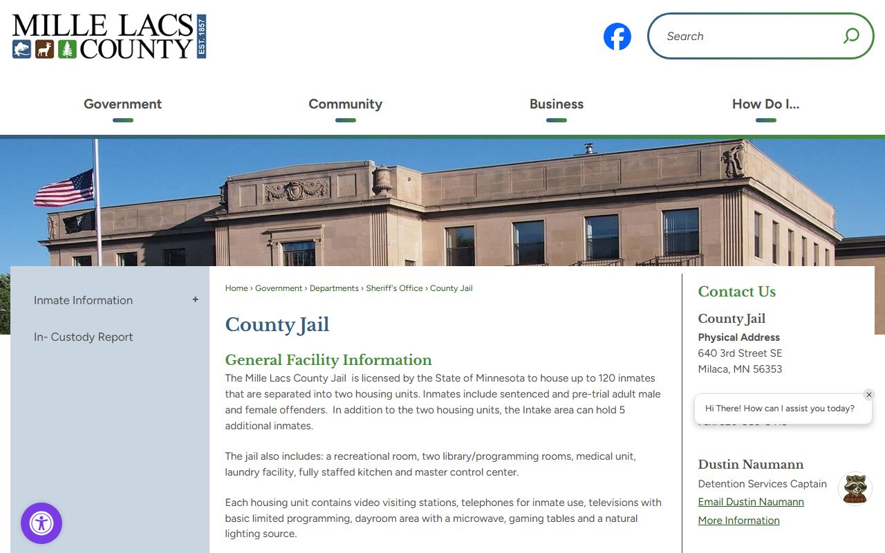 Mille Lacs County inmate records county jail page