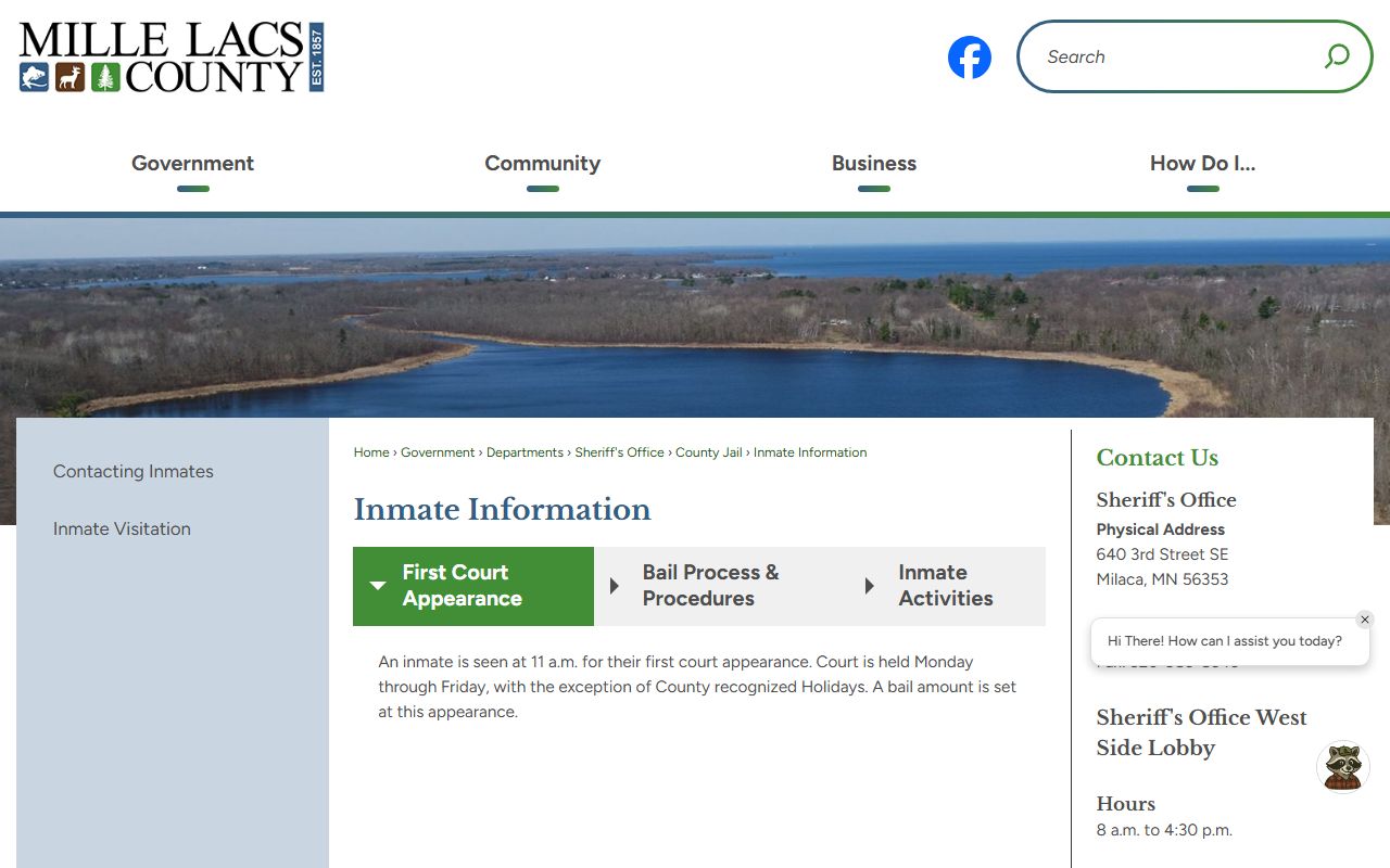 Mille Lacs County inmate records inmate information and bail