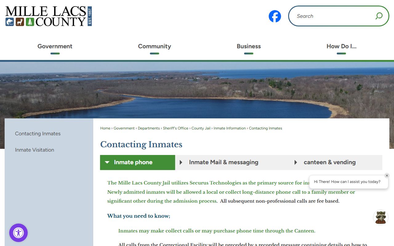 Mille Lacs County inmate records contacting inmates