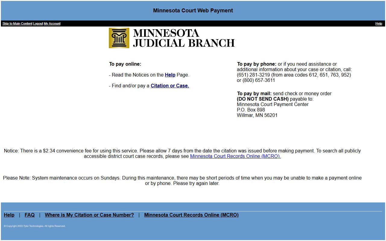 Mille Lacs County traffic court records Web Payment portal